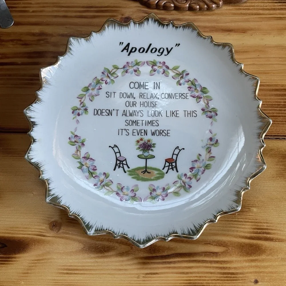 Vintage Apology Decorative Plate Wall Hanging 7 Farmhouse Country Cottage
